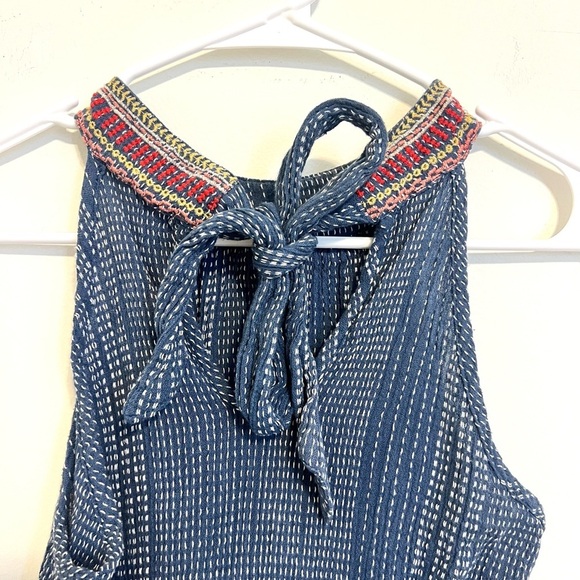 2/$30 THML - Blue & Red Embroidered Sleeveless Blouse | Size S - Picture 8 of 8